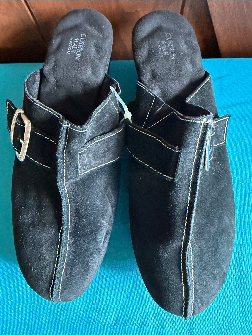 Avon Cushion Walk Black Suede Studded Clogs Size 10 NEW but boxed up for a bit
